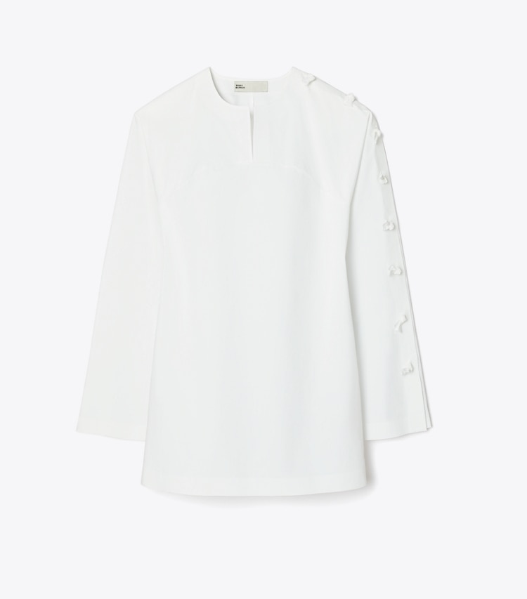 Tory Burch designer tops Cotton Poplin Knot Tunic in White front