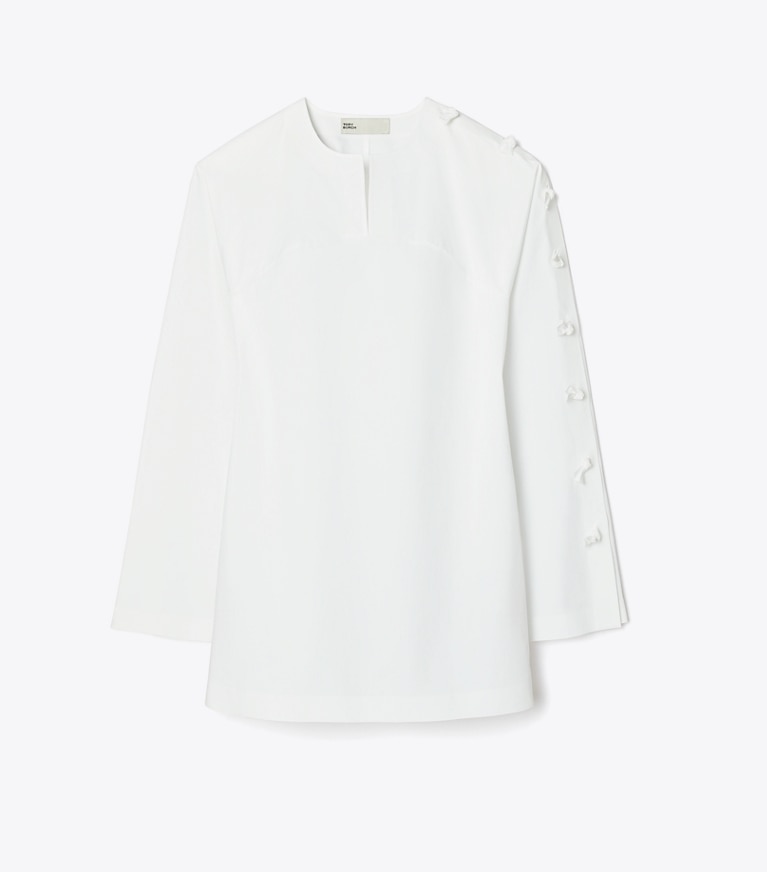 Tory Burch designer tops Cotton Poplin Knot Tunic in White front