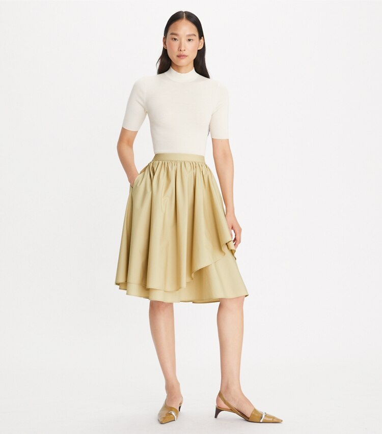 Cotton Poplin Layered Skirt: Women's Designer Bottoms | Tory Burch