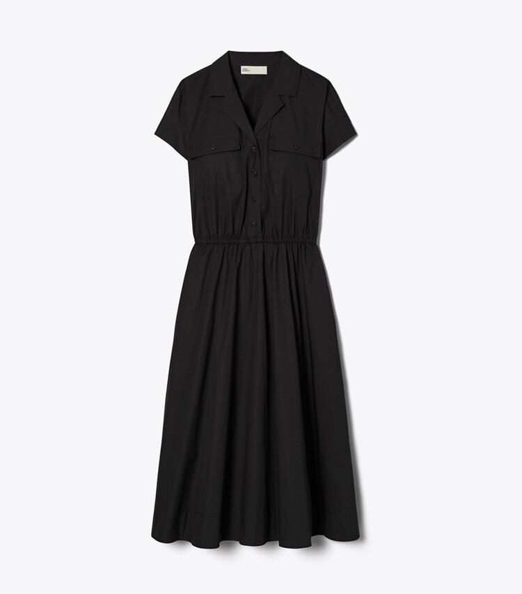 Tory Burch designer ドレス コットンポプリン ミディ シャツドレス in Black front