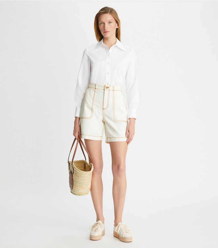 Tory Burch designer tops Cotton Poplin Shirt in White front
