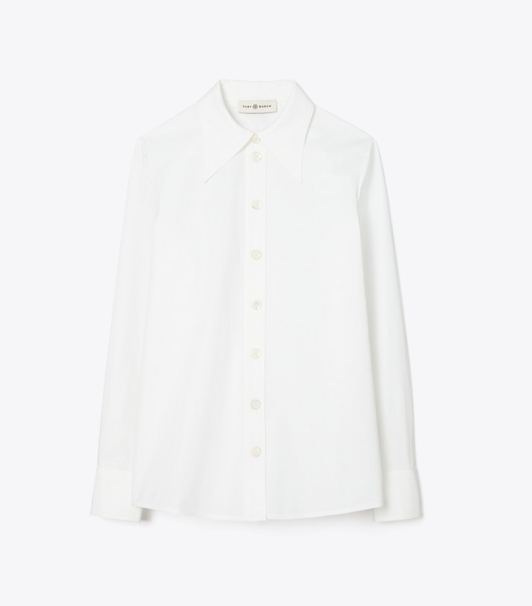 Tory Burch designer tops Cotton Poplin Shirt in White front