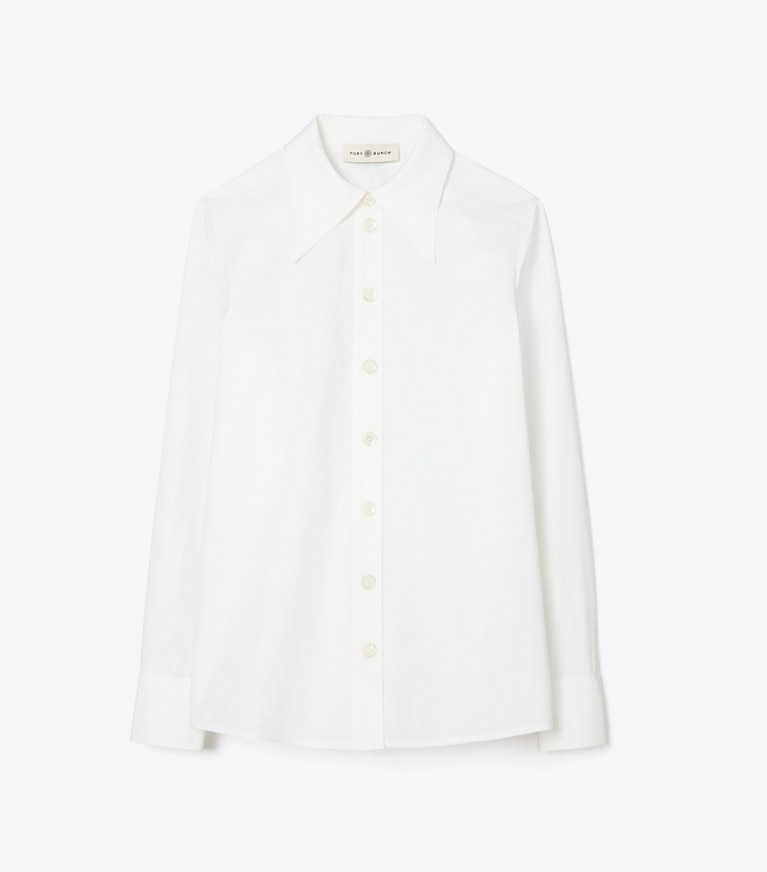 Tory Burch designer tops Cotton Poplin Shirt in White front