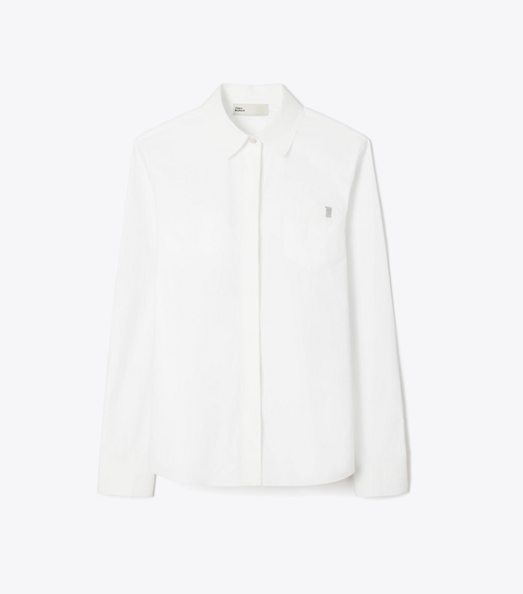 Tory Burch designer tops Cotton Poplin Shirt in White front