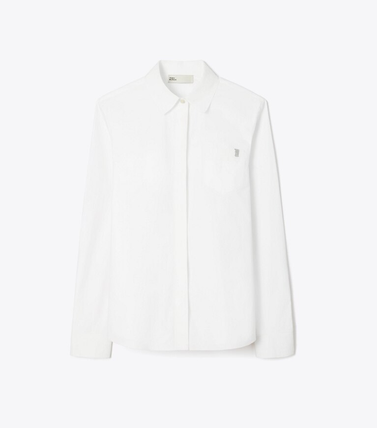 Tory Burch designer tops Cotton Poplin Shirt in White front