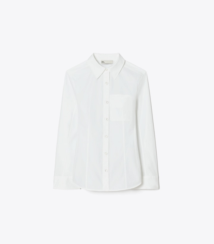 Tory Burch designer tops Cotton Poplin Shirt in White front
