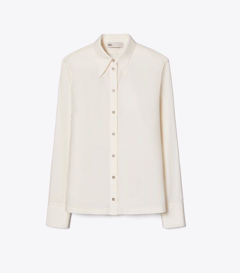 Tory Burch designer tops Cotton Poplin Shirt in Ivory / Ivory front