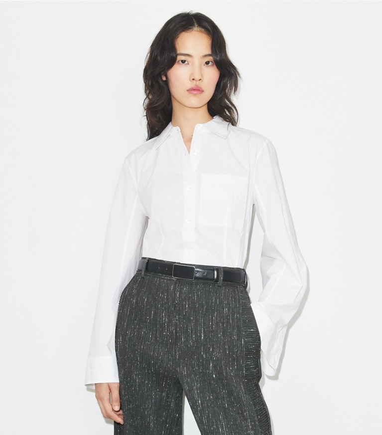 Tory Burch designer tops Cotton Poplin Shirt in White front
