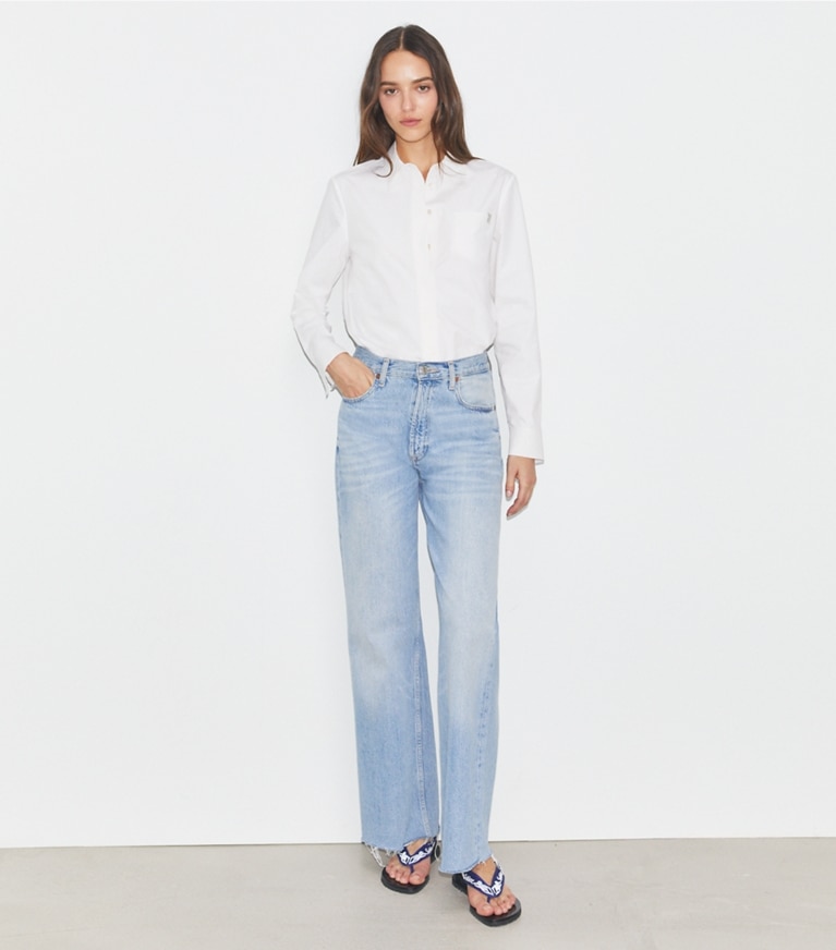 Tory Burch designer tops Cotton Poplin Shirt in White front
