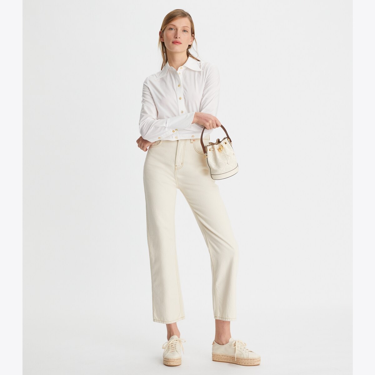 Tシャツ・カットソー Tory Burch SS23 POPLIN SHIRT (145139_100) cotton-poplin-shirt-on-model-