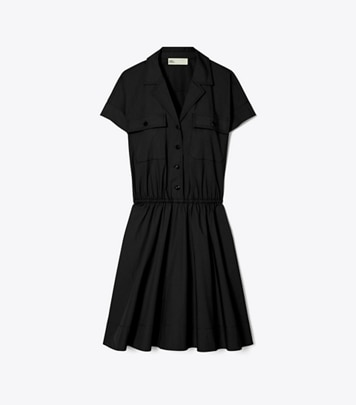 Scrunched-Sleeve Jersey T-Shirt Dress: Women's Clothing