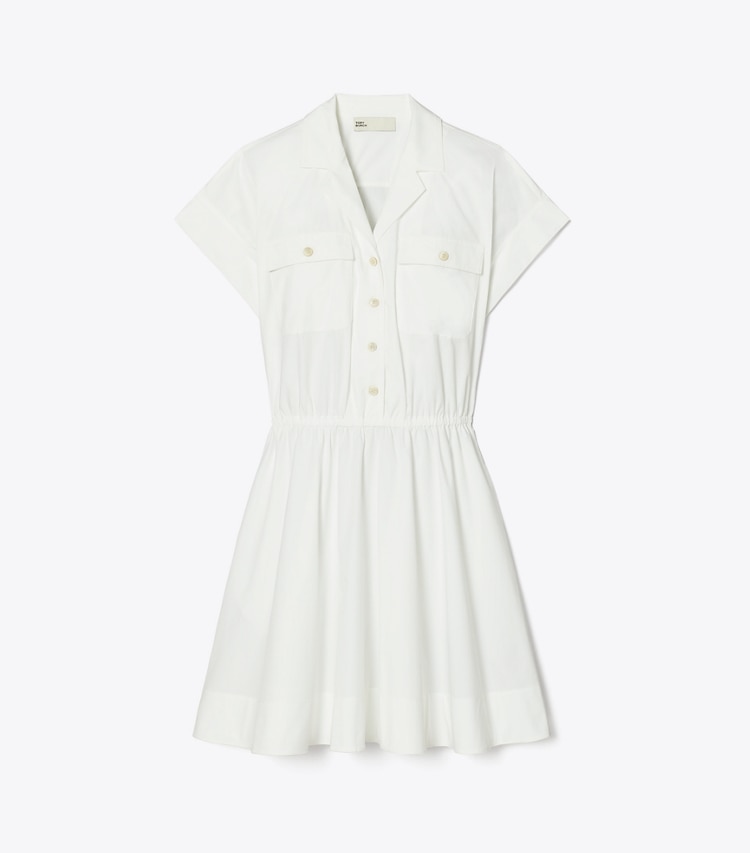 Tory Burch designer dresses Cotton Poplin Shirtdress in White front