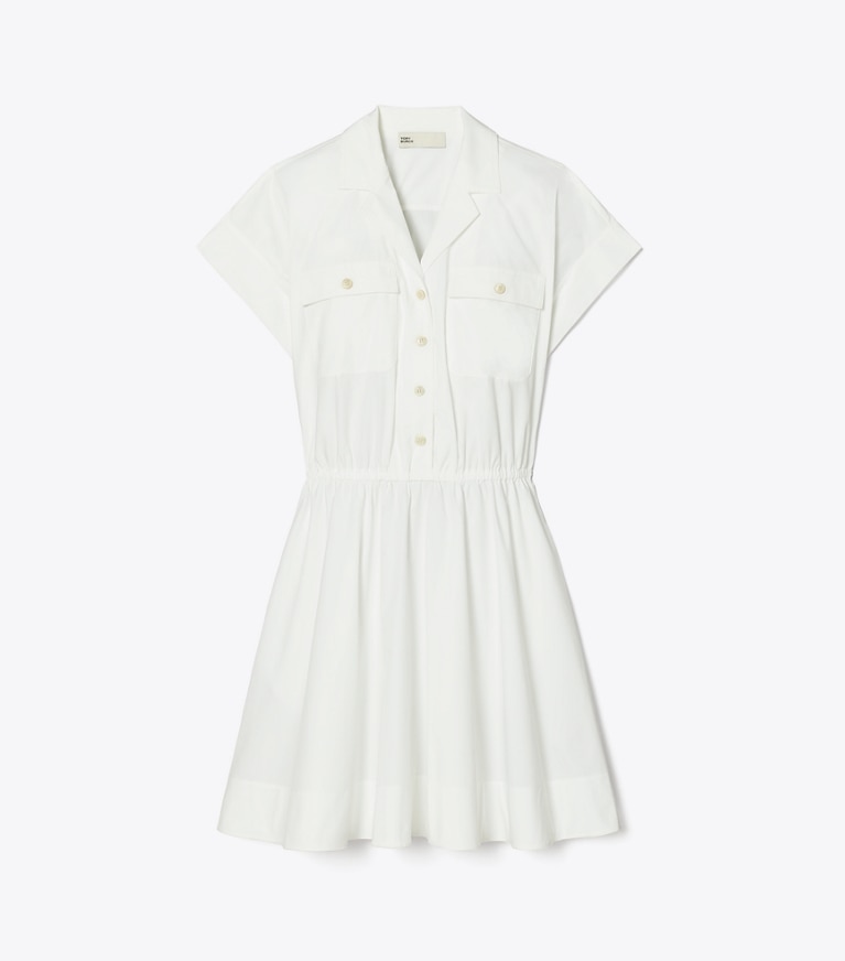 Tory Burch designer dresses Cotton Poplin Shirtdress in White front