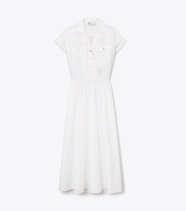Tory Burch designer dresses Cotton Poplin Shirtdress in White front