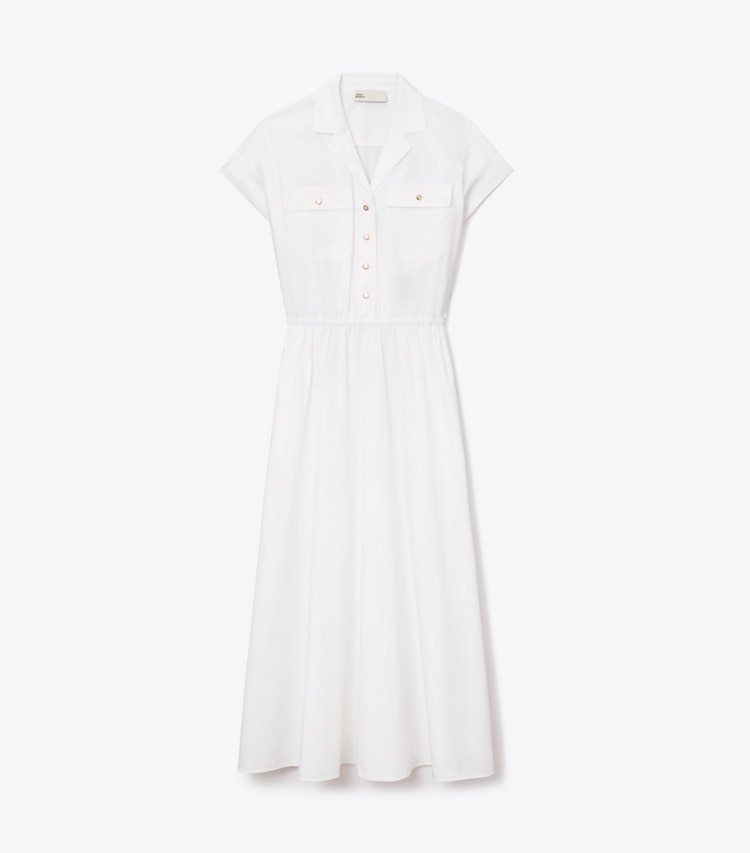 Tory Burch designer dresses Cotton Poplin Shirtdress in White front