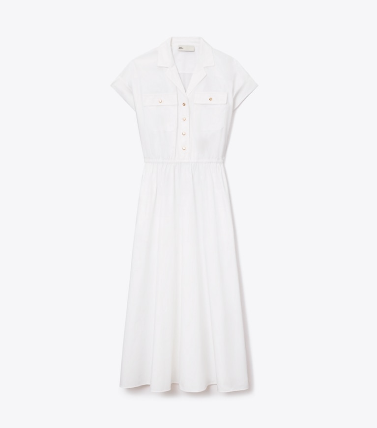 Tory Burch designer dresses Cotton Poplin Shirtdress in White front