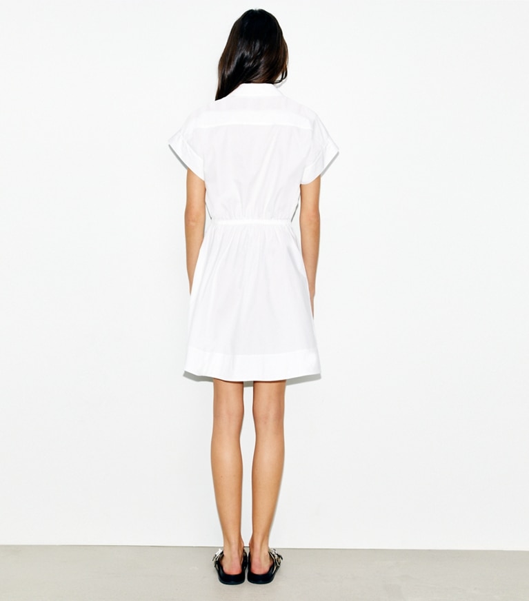 Tory Burch designer dresses Cotton Poplin Shirtdress in White front