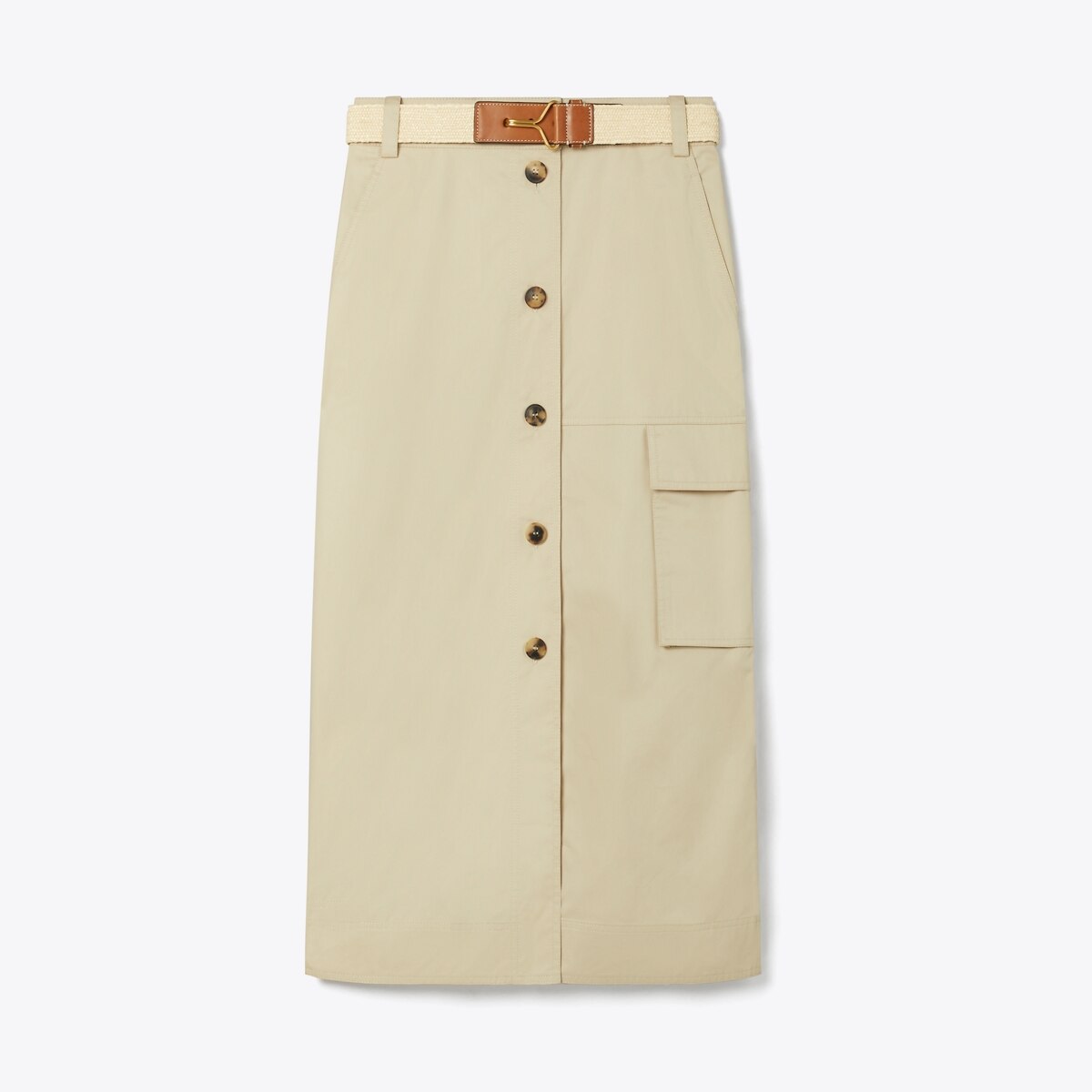 【関税&送料込】Tory Burch Cotton Skirt With Logoed Buttons Cotton Poplin Skirt: Women's Designer Bottoms | Tory Burch
