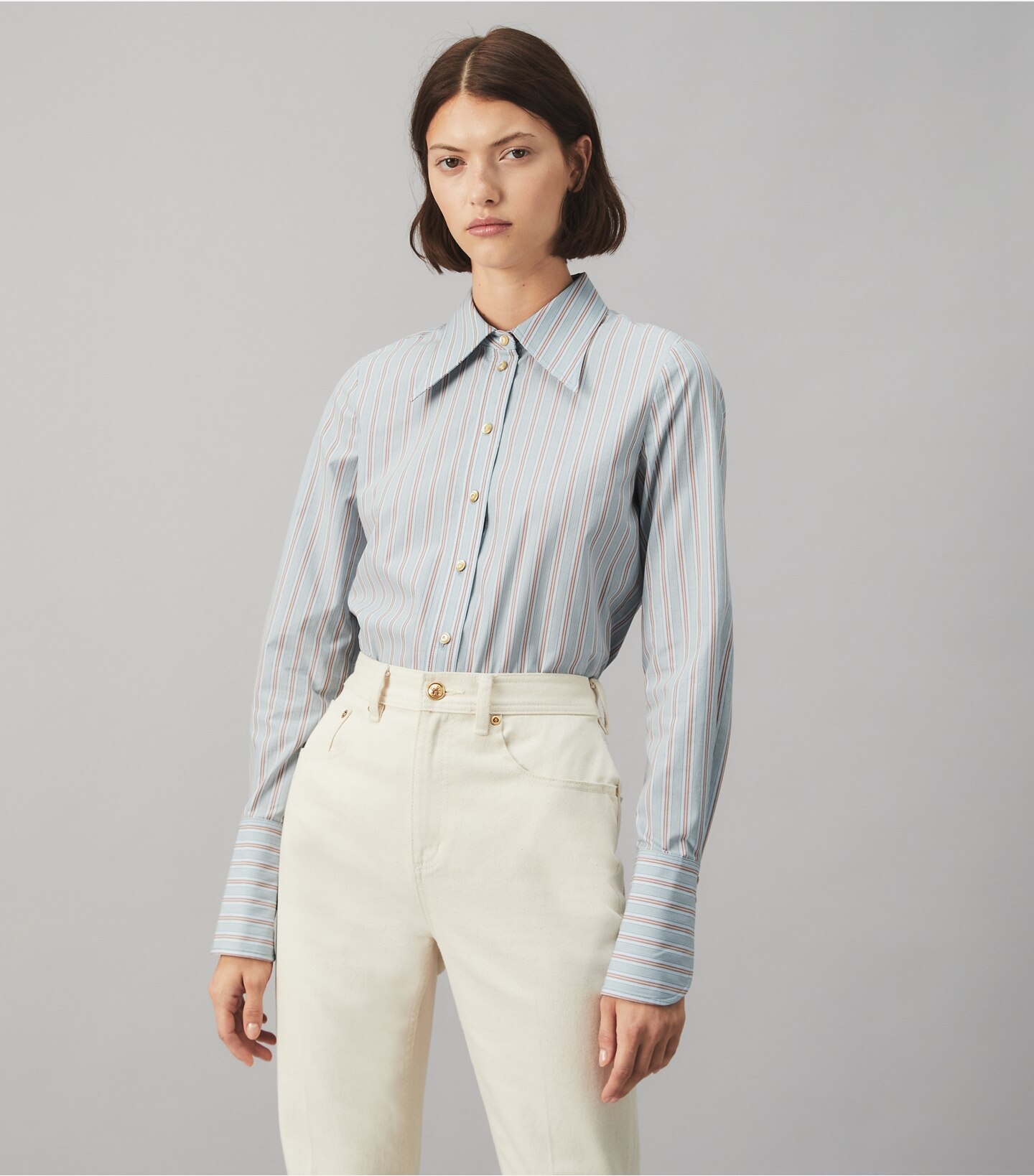 Cotton Poplin Striped Shirt