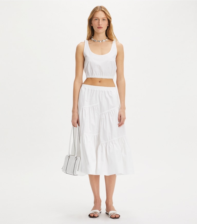 Tory Burch designer coverups Cotton Poplin Top in White front