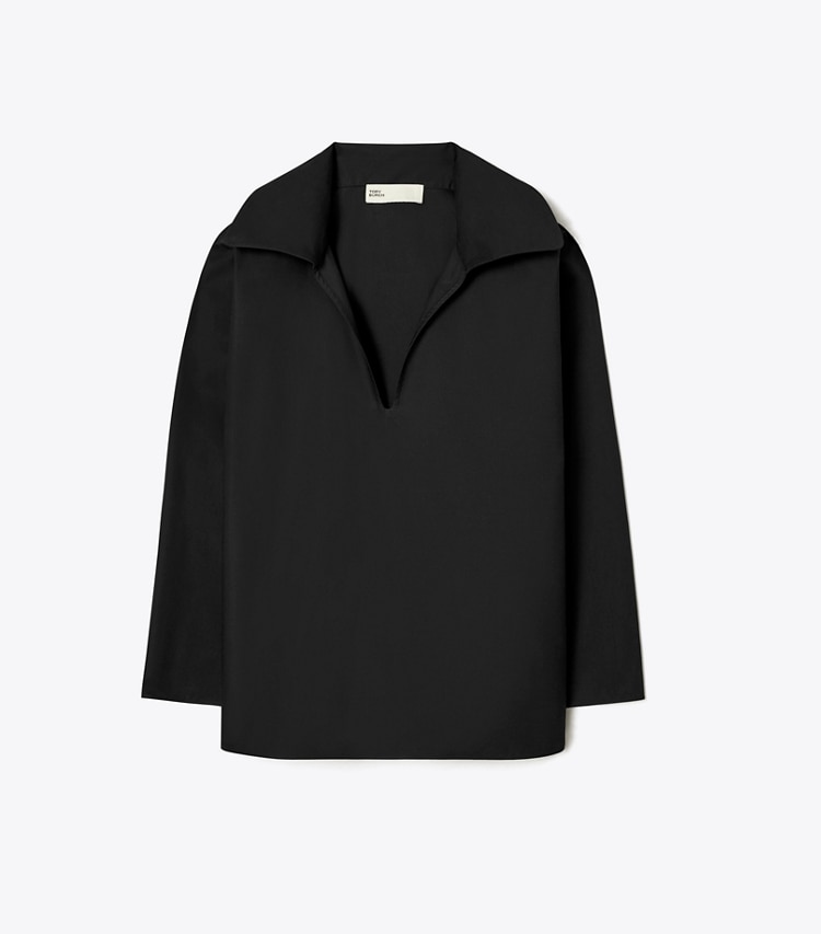 Tory Burch designer tops Cotton Poplin Tunic in Black front