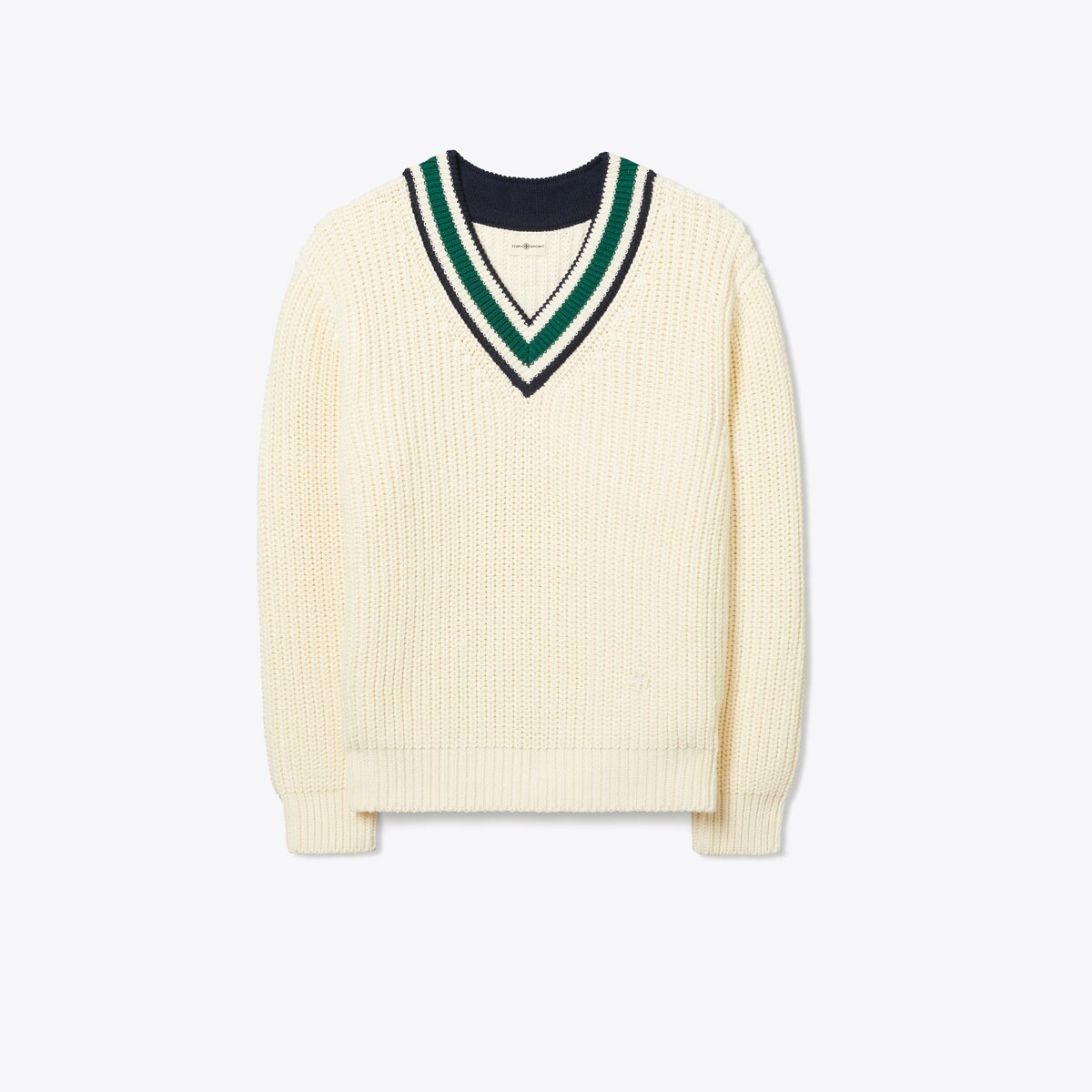 Cotton Ribbed Chevron V-Neck Sweater: Women's Designer Sweaters | Tory Sport