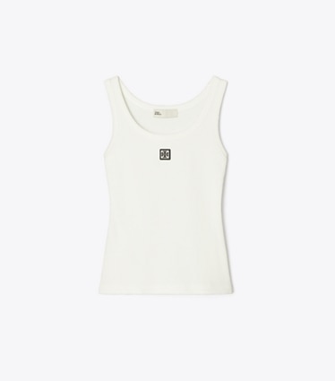 Tory Burch designer トップス コットン スクープ タンクトップ in Snow White front