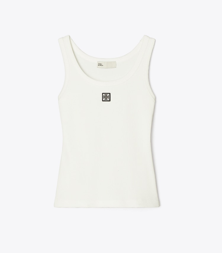 Tory Burch designer tops Cotton Scoop Tank in Snow White front