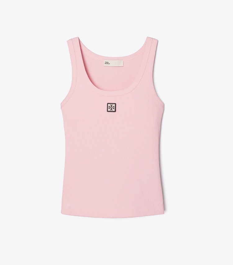 Tory Burch designer トップス コットン スクープ タンクトップ in Light Pink front