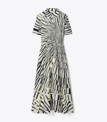 Tory Burch designer coverups Cotton Shirtdress in Medium Navy Circle T front