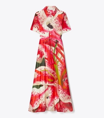 Tory Burch designer coverups Cotton Shirtdress in Pink Lily front