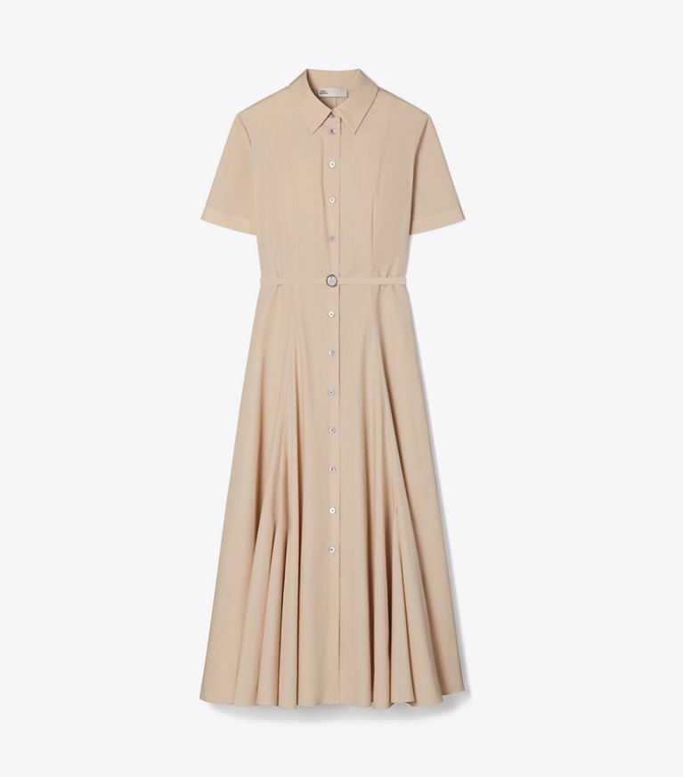 Tory Burch designer dresses Cotton Shirtdress in Pale Sand front