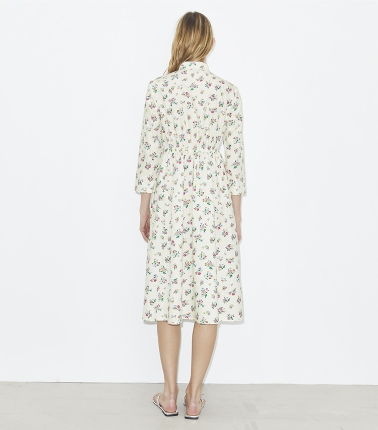 Tory Burch designer coverups Cotton Shirtdress in Multi Ditsy Floral on model back
