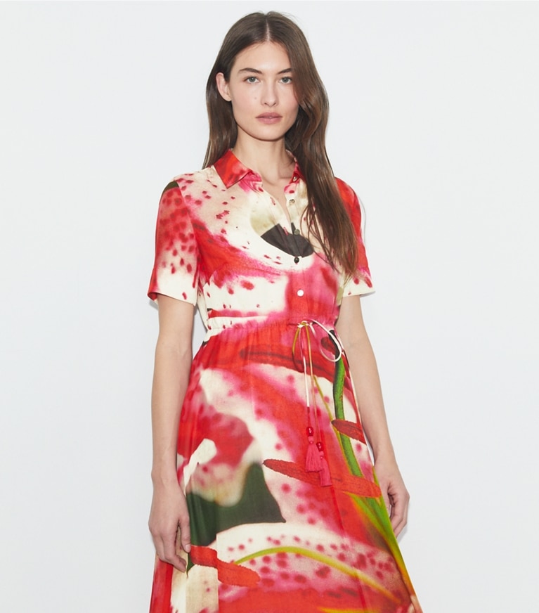 Tory Burch designer coverups Cotton Shirtdress in Pink Lily front