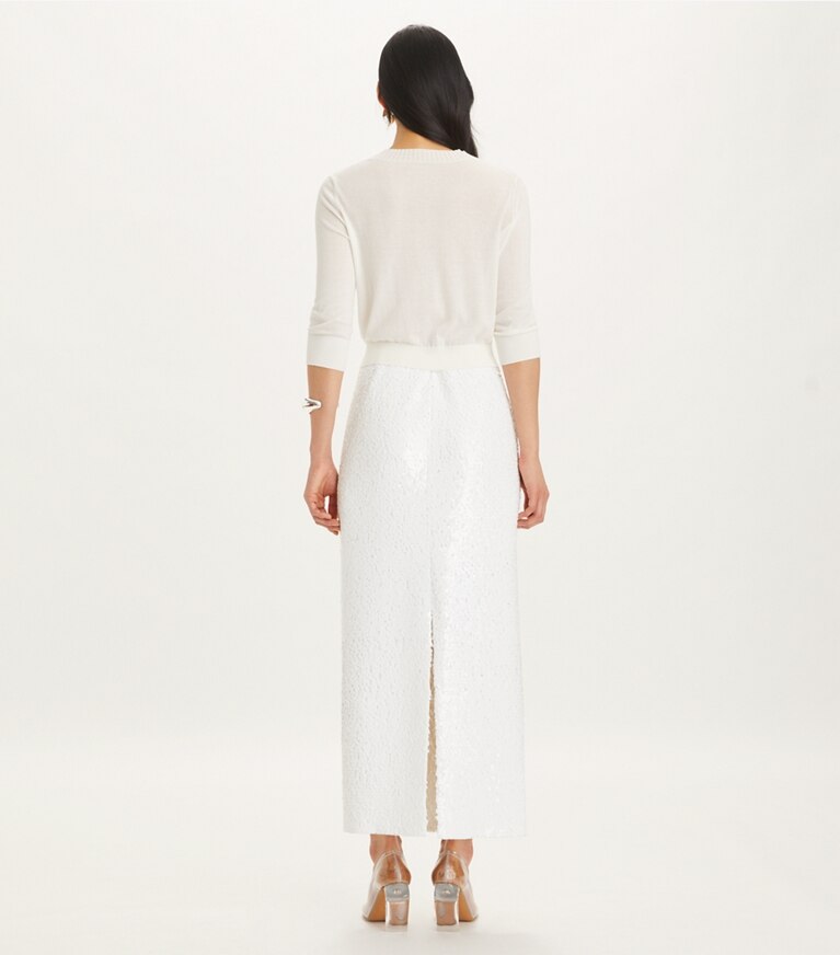 Tory Burch designer セーター コットン シュリンクカーディガン in White front