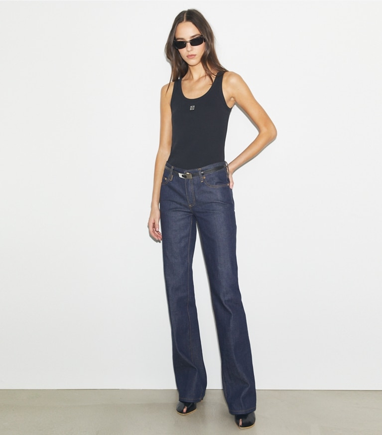 Tory Burch designer ボトムス コットン スキニーレッグ デニム in Raw/Unwashed front