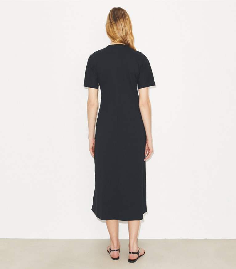 Tory Burch designer dresses Cotton T-Shirt Dress in Black on model back