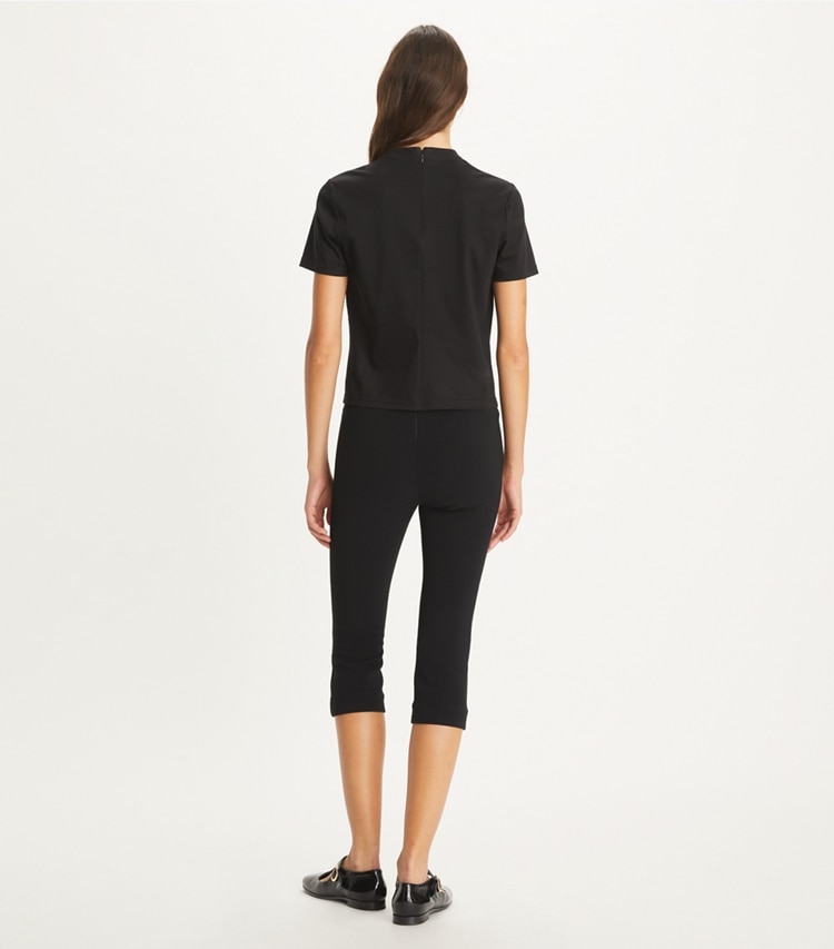 Tory Burch designer tops Cotton T-Shirt in Black on model back