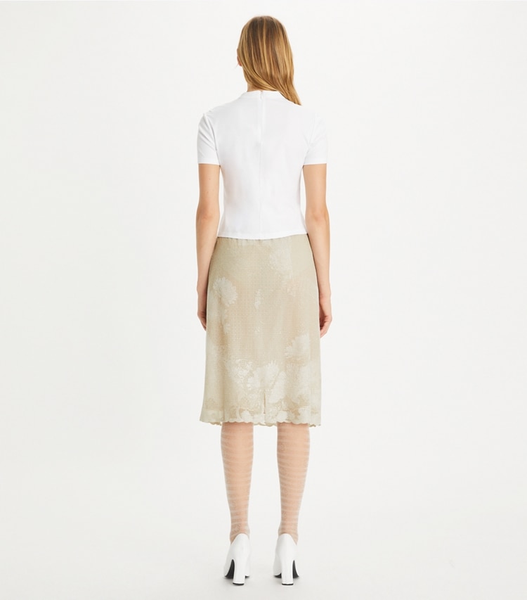 Tory Burch designer tops Cotton T-Shirt in White on model back