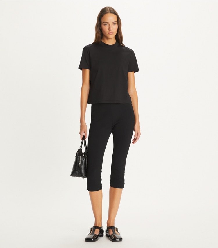 Tory Burch designer tops Cotton T-Shirt in Black on model front
