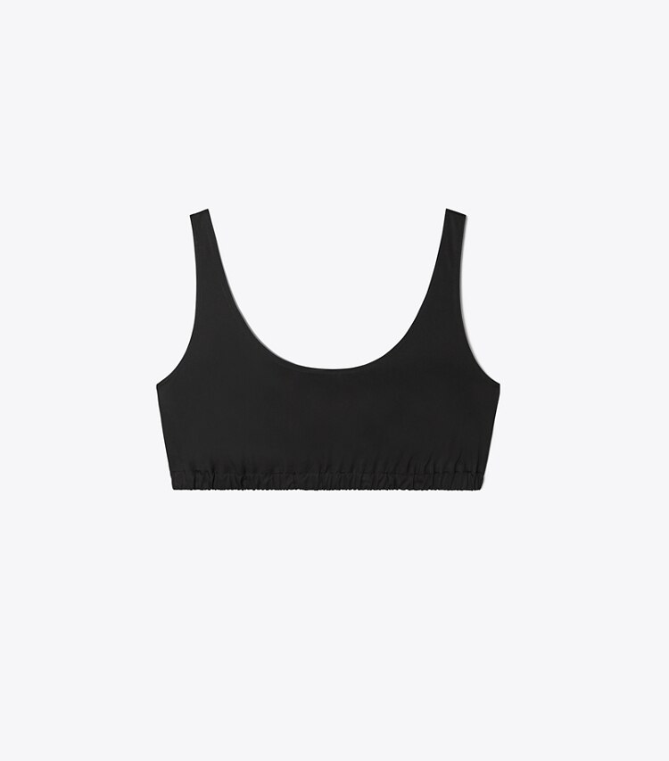 Tory Burch designer coverups Cotton Tank Crop Top in Black front