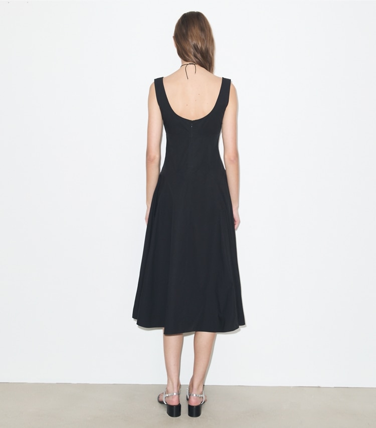Tory Burch designer dresses Cotton Tank Dress in Black on model back