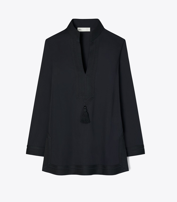 Tory Burch designer coverups Cotton Tory Tunic in BLACK front