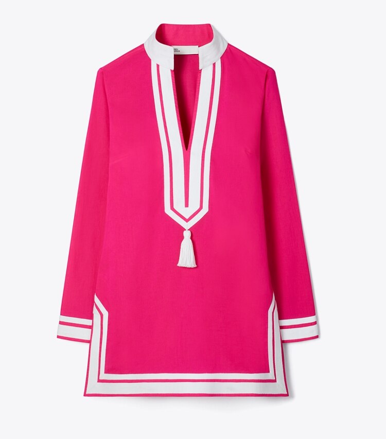 Tory Burch designer coverups Cotton Tory Tunic in Bold Pink front