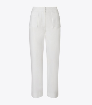 Tory Burch designer bottoms Cotton Trouser in White front