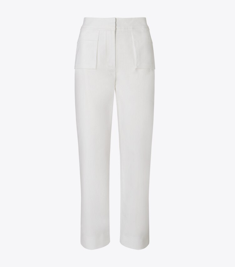 Tory Burch designer bottoms Cotton Trouser in White front