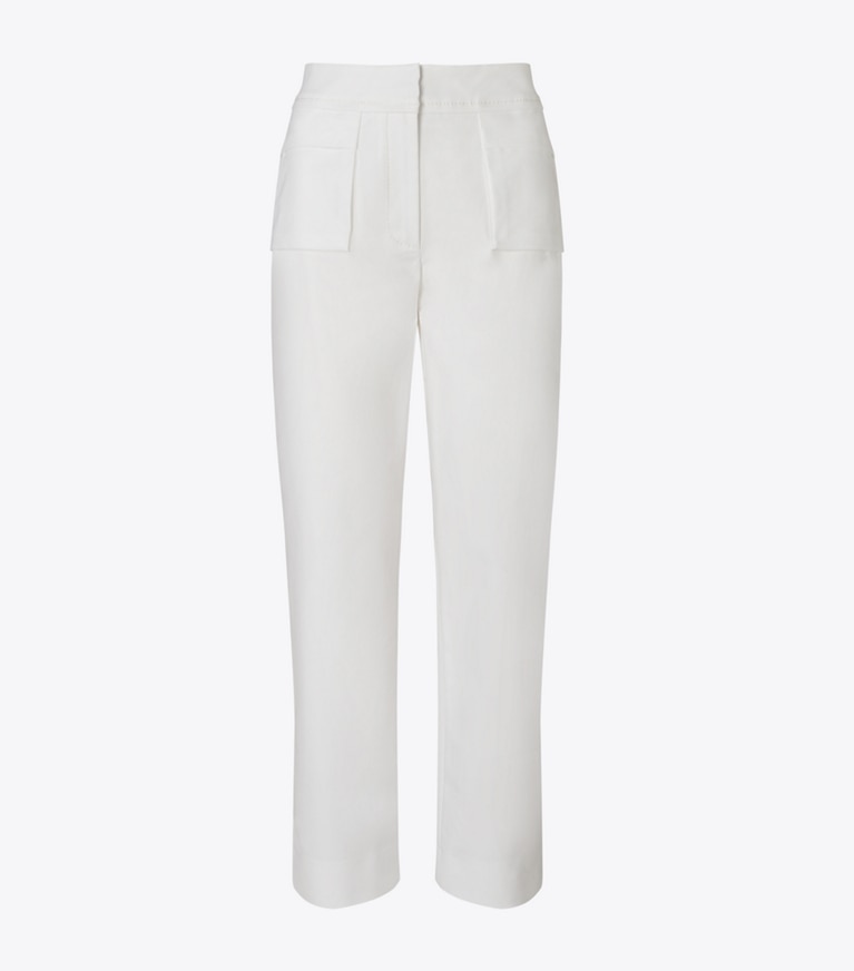 Tory Burch designer bottoms Cotton Trouser in White front
