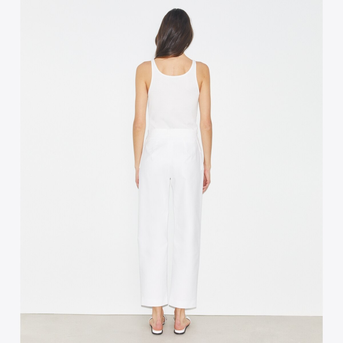 ★TRILLION★ Side tuck snap button wide cotton pants CREAM T Linen-Blend High-Waist Wide-Leg Pant in Pants & Shorts | Vince