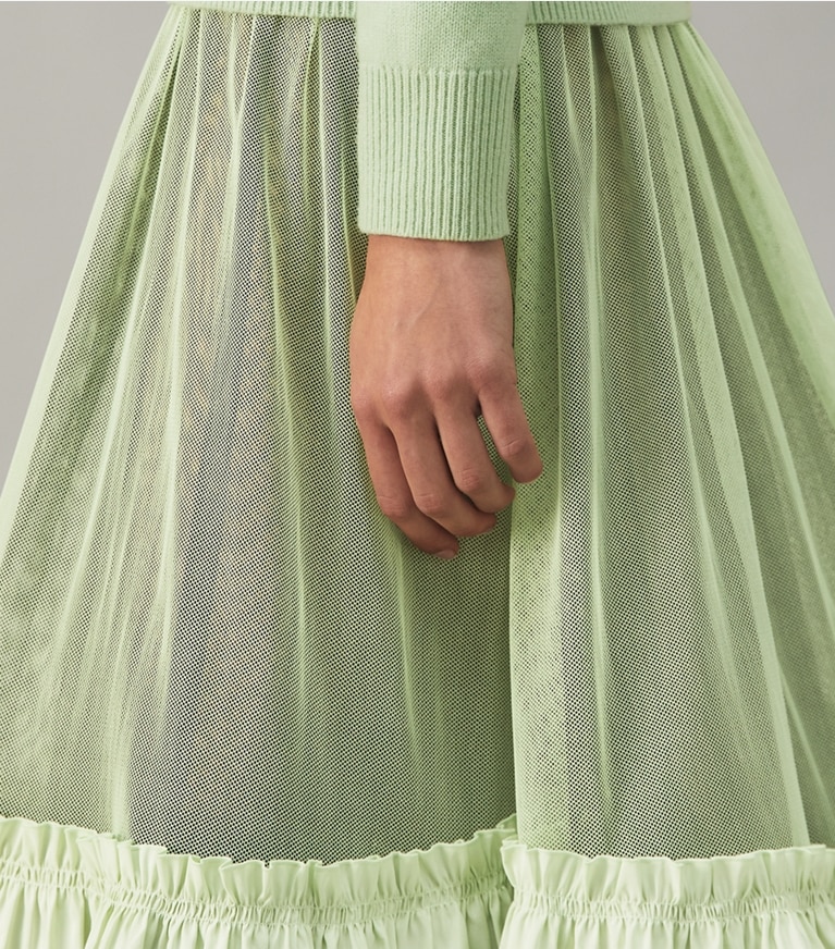 Tory Burch designer bottoms Cotton Tulle Crinoline Skirt in Bright Mint front