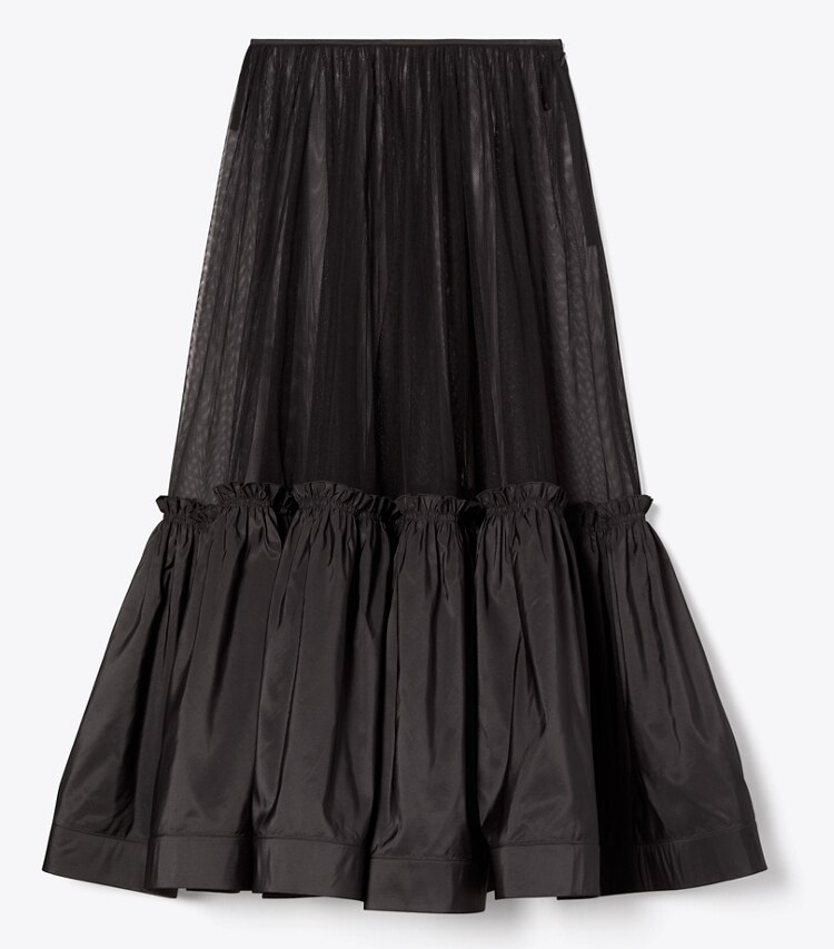 Tory Burch designer bottoms Cotton Tulle Crinoline Skirt in Black front